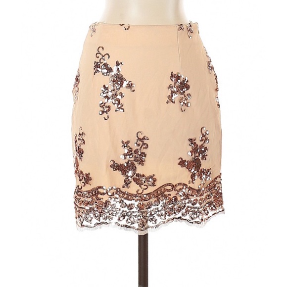 NWT LF Stores Seek The Label Gold Sequin Skirt - Picture 2 of 6